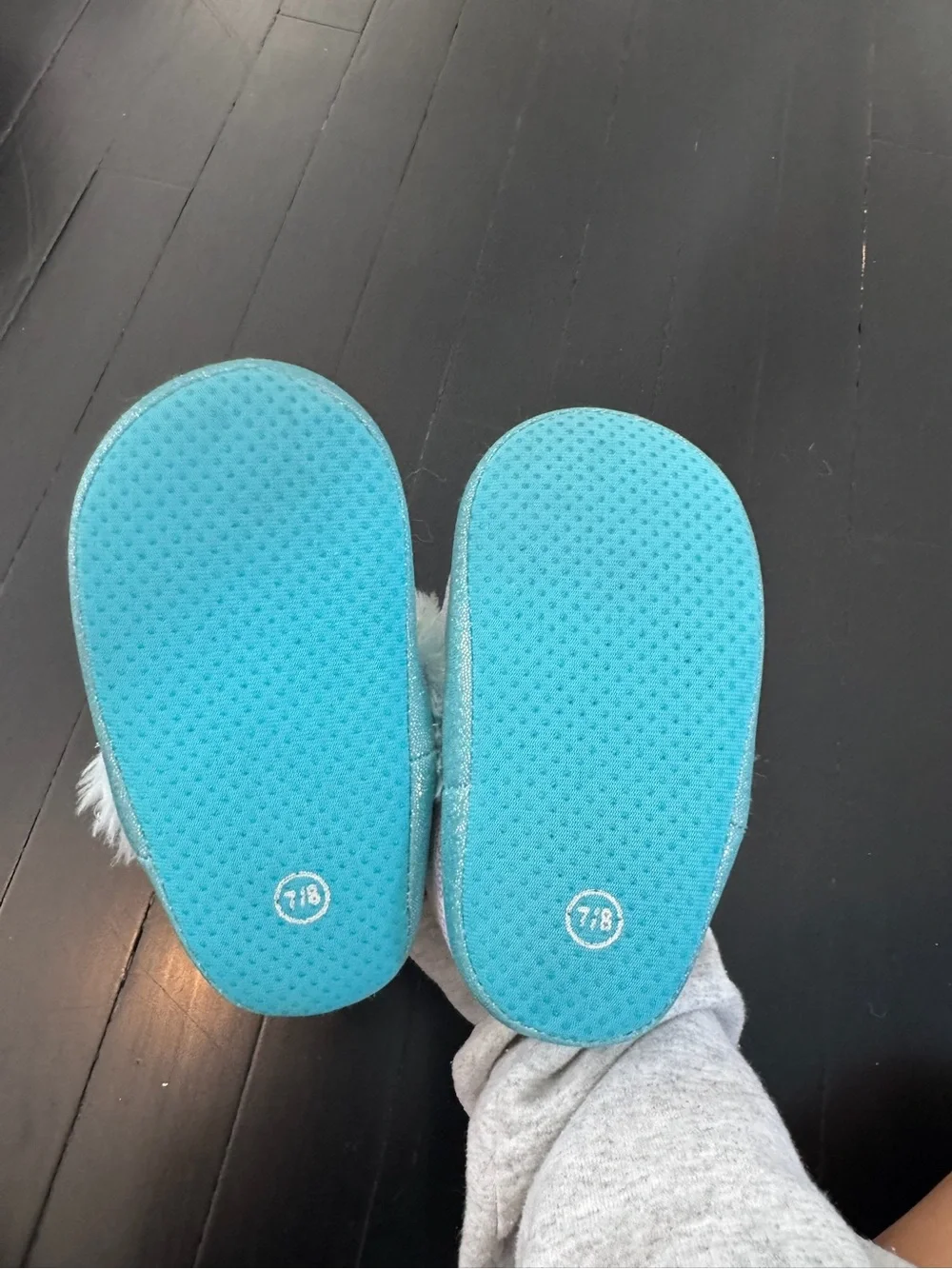 Girls' Light Blue Sequin Fuzzy Slippers with Frozen Characters